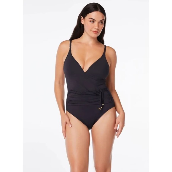 Bleu by Rod Beattie Glam Stand Surplice Mio One Piece Swimsuit in Black - Picture 1 of 16